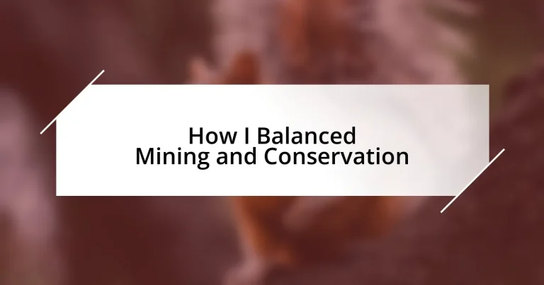 How I Balanced Mining and Conservation