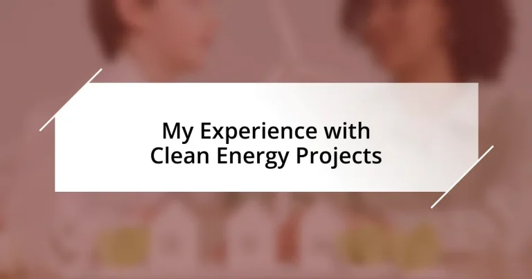 My Experience with Clean Energy Projects