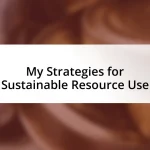 My Strategies for Sustainable Resource Use