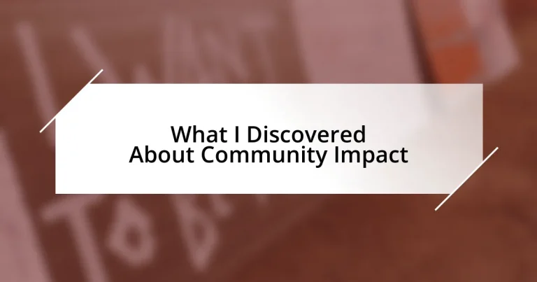 What I Discovered About Community Impact