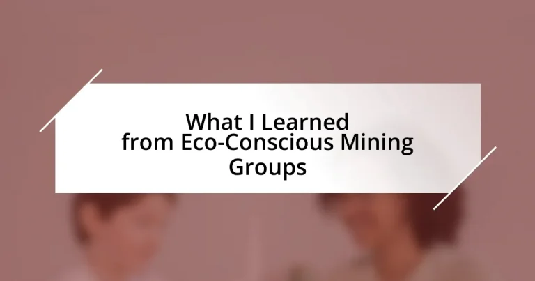 What I Learned from Eco-Conscious Mining Groups