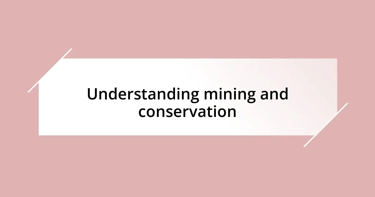 Understanding mining and conservation