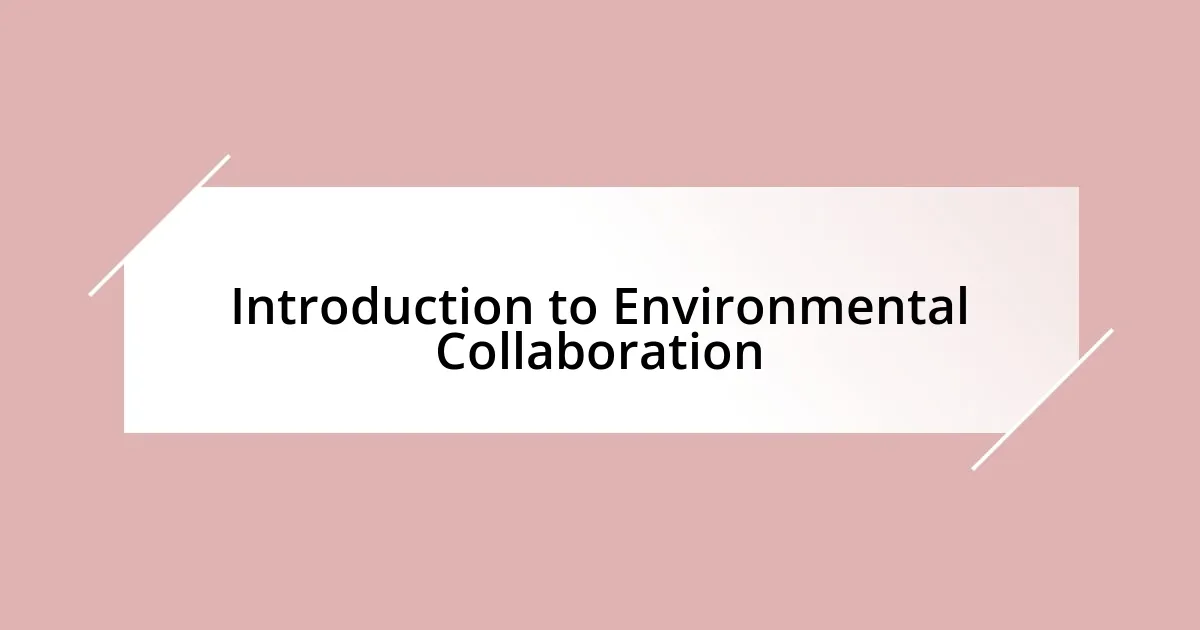 Introduction to Environmental Collaboration