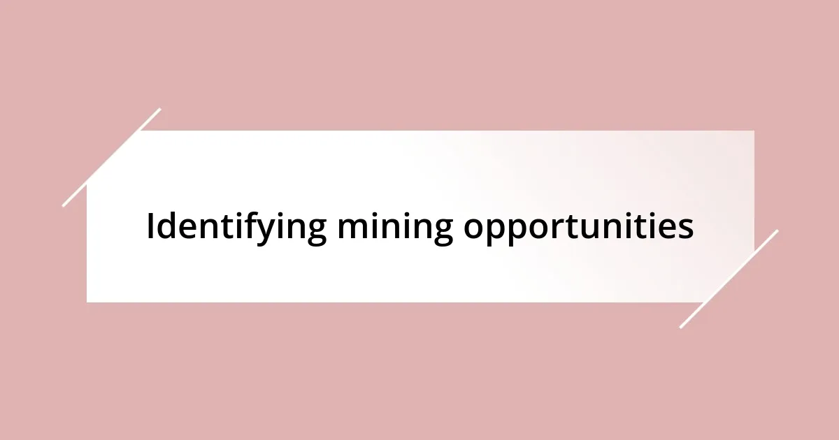 Identifying mining opportunities