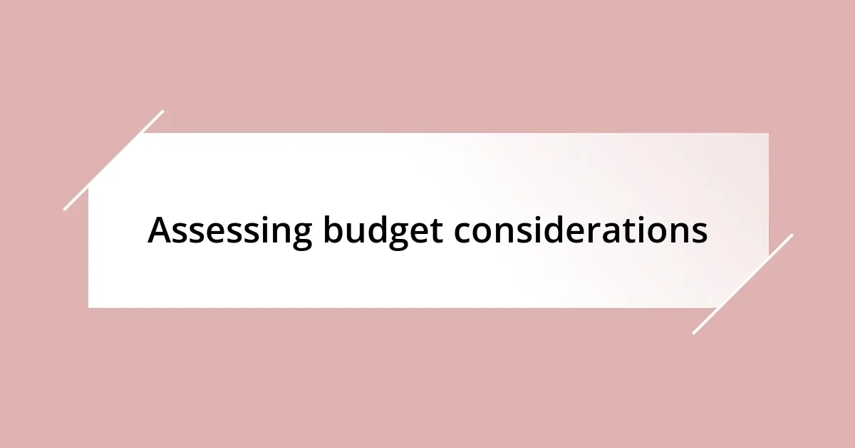 Assessing budget considerations