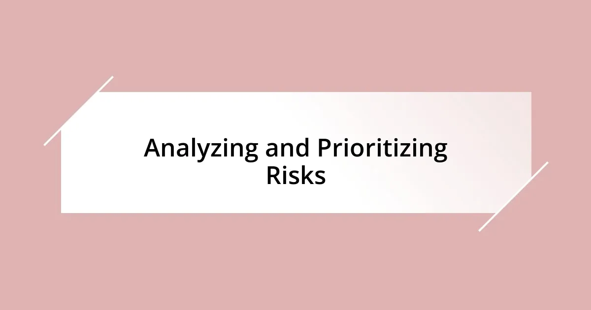 Analyzing and Prioritizing Risks