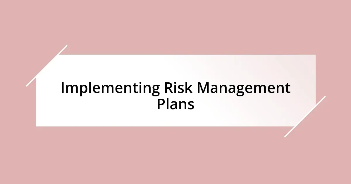 Implementing Risk Management Plans