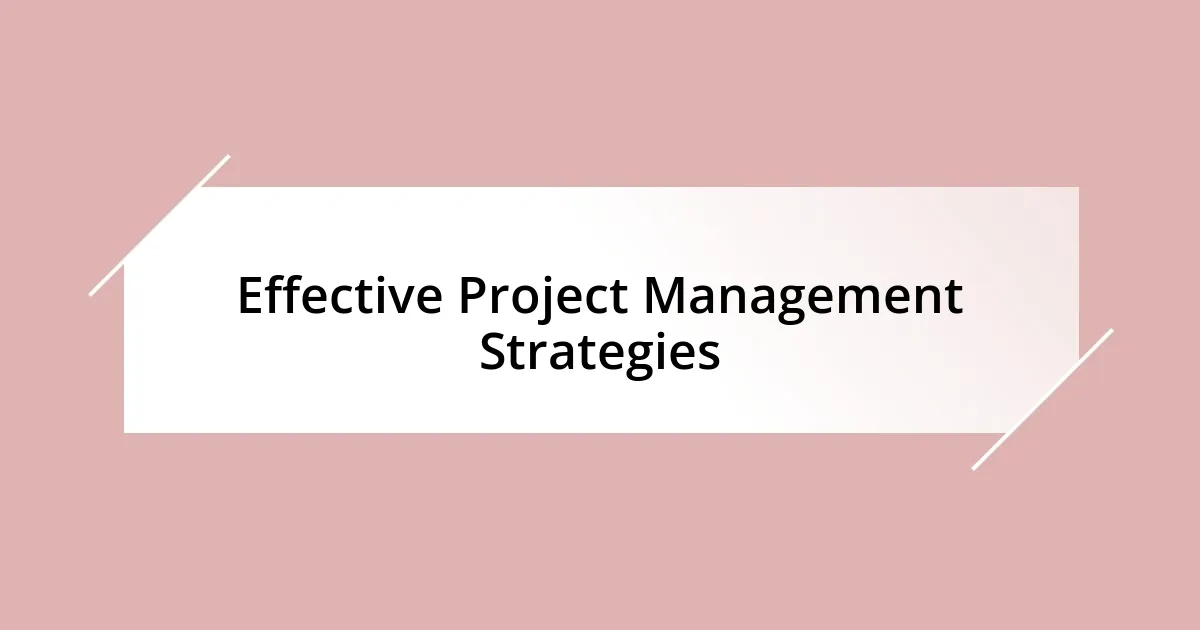 Effective Project Management Strategies