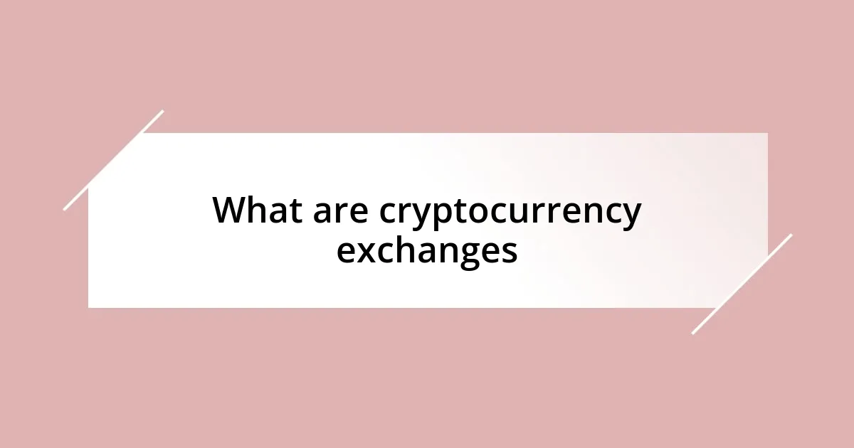 What are cryptocurrency exchanges